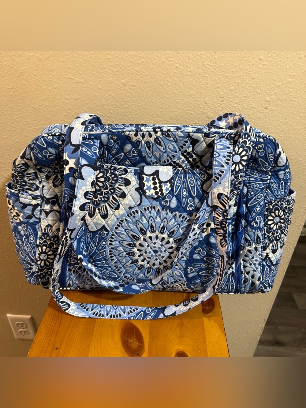Vera Bradley Blue Floral Quilted Tote Bag